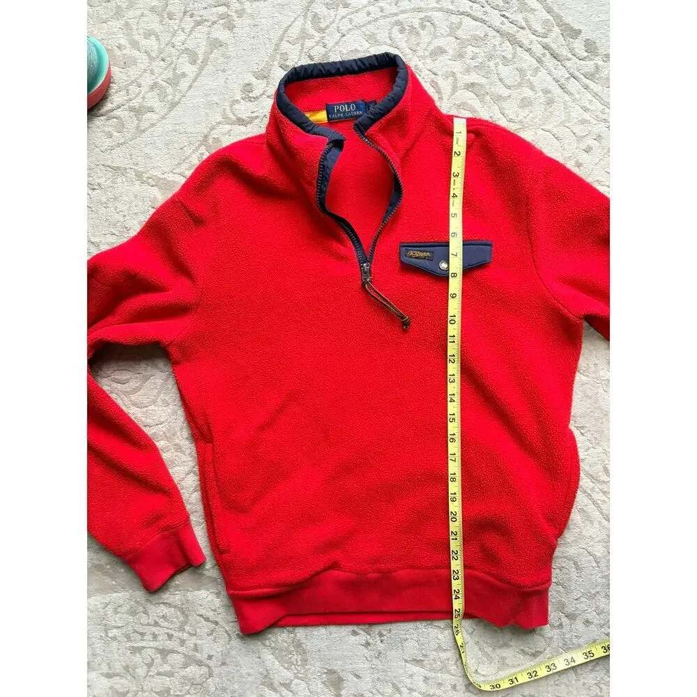 Polo Ralph Lauren Red Fleece Half Zip Pullover Men’s S
